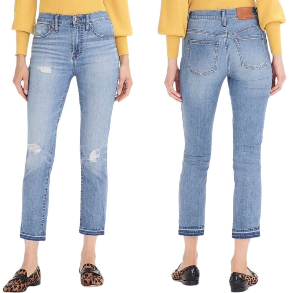 J. Crew Tall Vintage Straight Jeans High Rise Crop Distressed Released Hem 26T